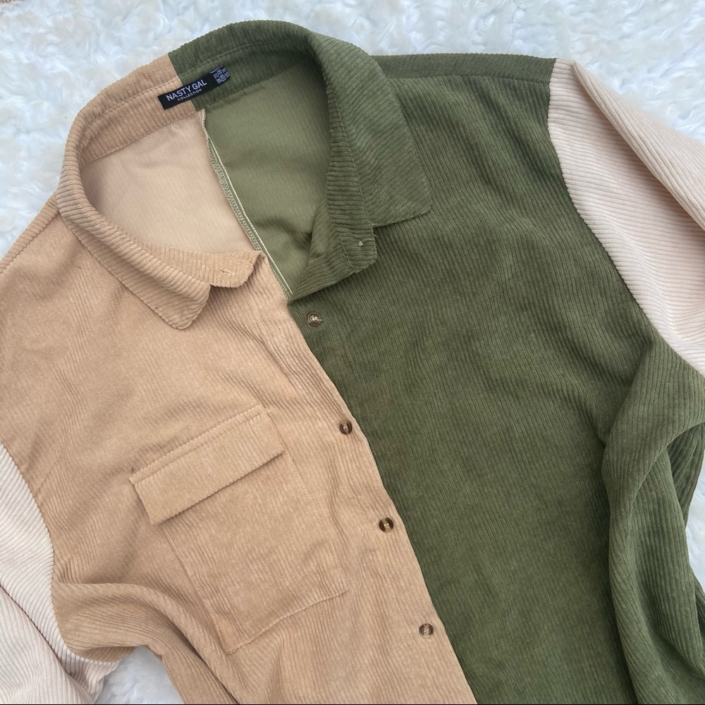 Nasty Gal Corduroy Colorblock Shirt Dress